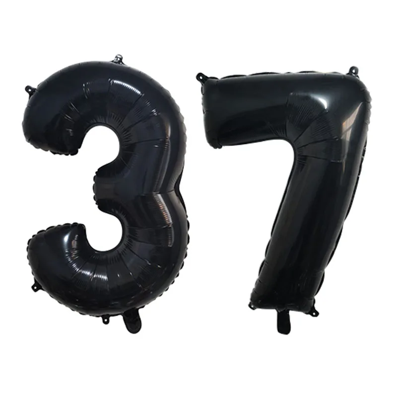 thumbnail image 1 of Globo de helio de 2 piezas para decoración de fiesta de cumpleaños, de 32 pulgadas, dorado, plateado, negro, azul, rosa, número 34, 35, 36, 37, 38, 39, 40, 1 of 5