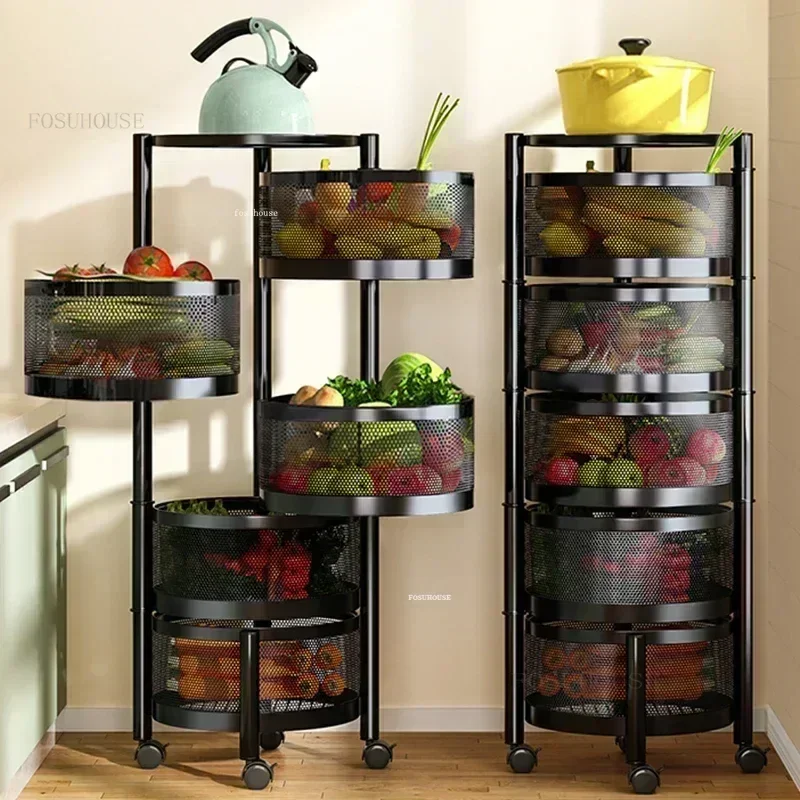 Kitchen Storage Trolley Cart Living Room Multi-layer Auxiliary Cart For Fruit And Vegetable Snack Home Rotating Kitchen Trolleys