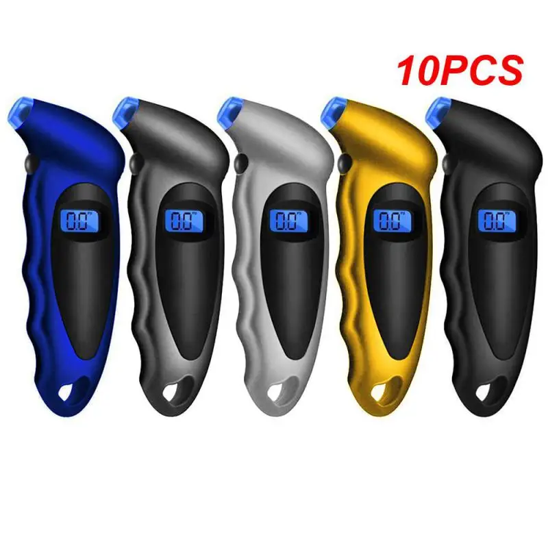 

10PCS PSI Digital Car Tire Tyre Air Pressure Gauge Meter LCD Display Manometer Barometers Tester for Car Truck Motorcycle Bike