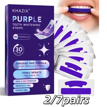 2/7 Paia di Strisce Sbiancanti per Denti, Kit di Strisce Sbiancanti Viola, Cura Orale Sicura per lo Smalto, Trattamento Delicato per lo Sbiancamento dei Denti