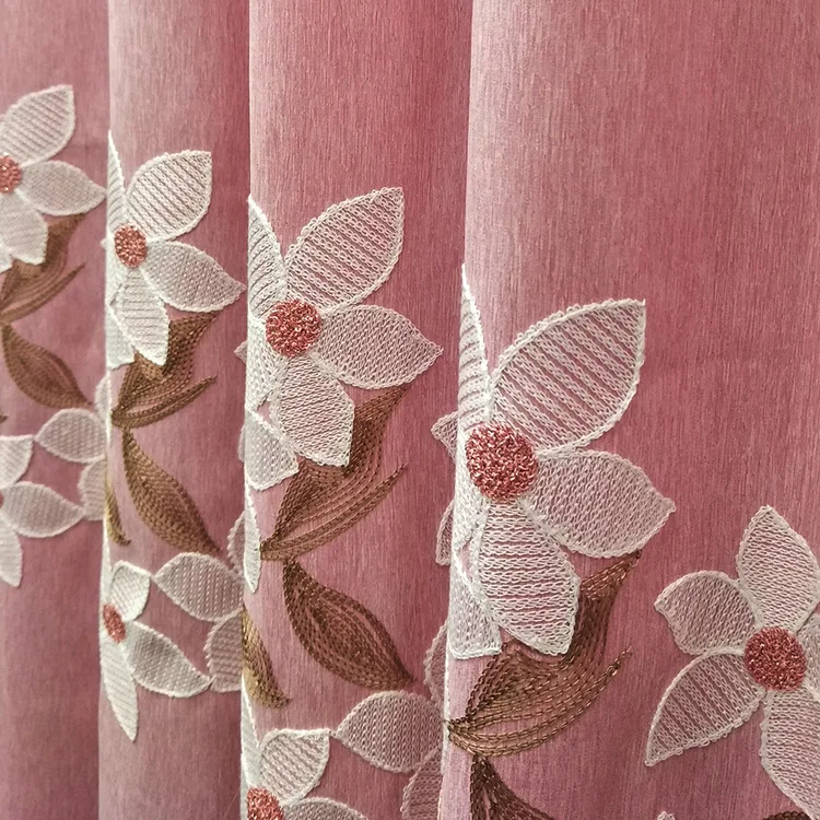 

Curtains for Living Dining Room Bedroom Summer High Shade Shili Peach Blossom Bamboo Velvet Windows Door Kitchen