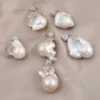 1PC Natural Pearl Pendant Irregular Natural Baroque Pearl Pendant Charm for Making DIY Jewelry Necklace Accessories 30x20mm 5