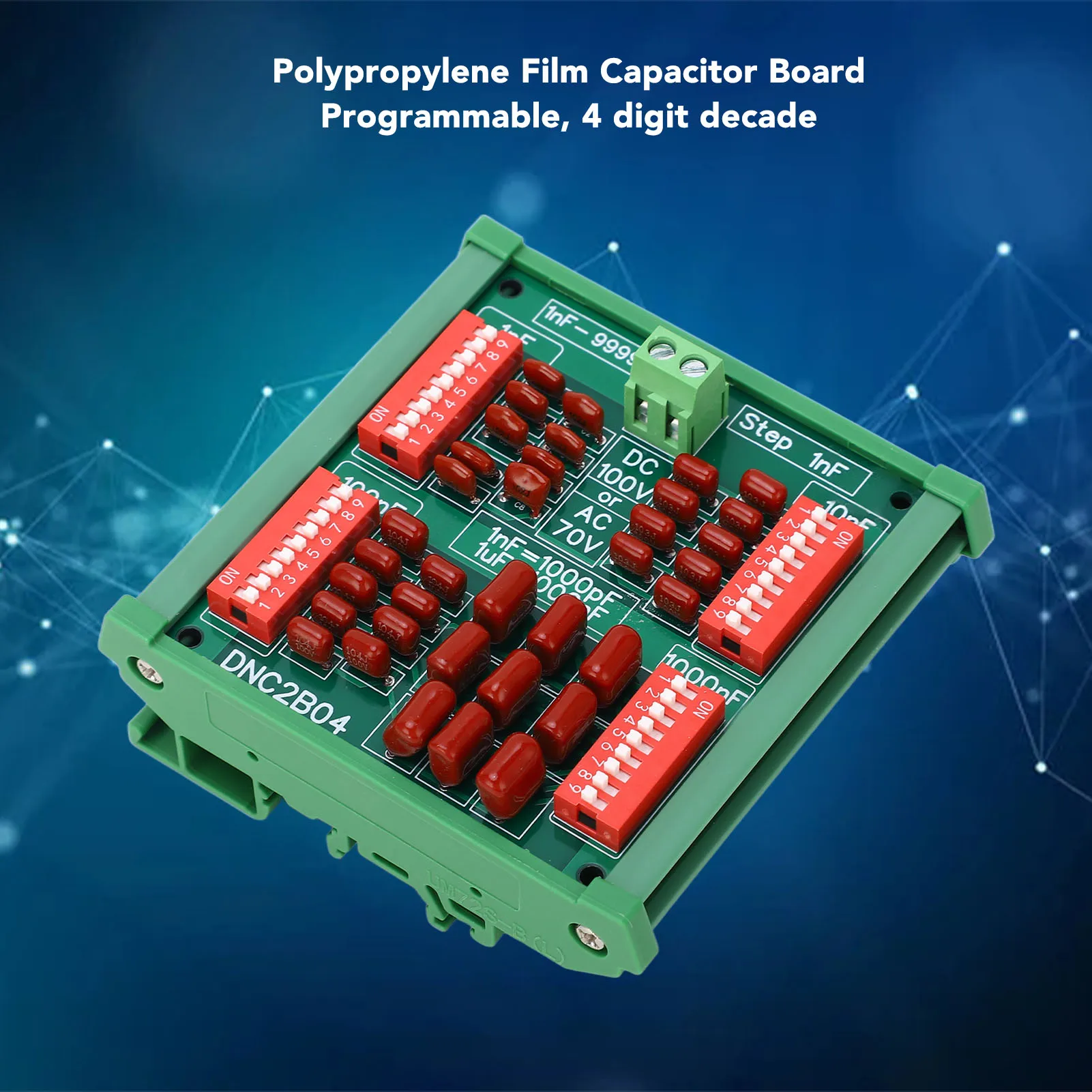 1nF-9999nF 1nF Step 4-digit decimal programmable capacitor board Polypropylene film capacitor DC100V/AC70VDNC2B04 with track