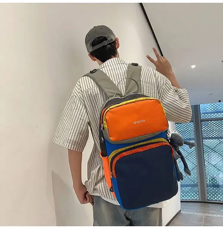 2025 Neuer Outdoor-Reiserucksack, modisch, umweltfreundlich, Patchwork, farbblockierend, vielseitig, ultraleicht, Dopamin-Umhängetaschen – Detail 16