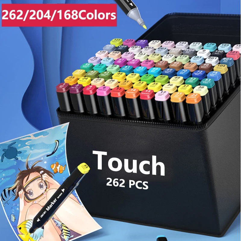 262/204/168/120/100/12 Colors Oily Art Marker Pen Set for Draw Double  Headed Based Markers Graffiti Manga School Art Supplies