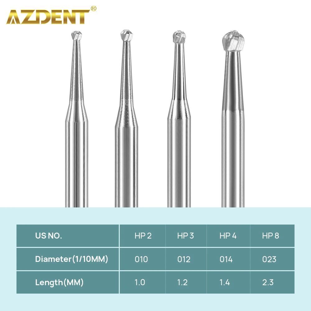 AZDENT 5PCS/Box Dental Tungsten Carbide HP Burs for Straight Nose Cone