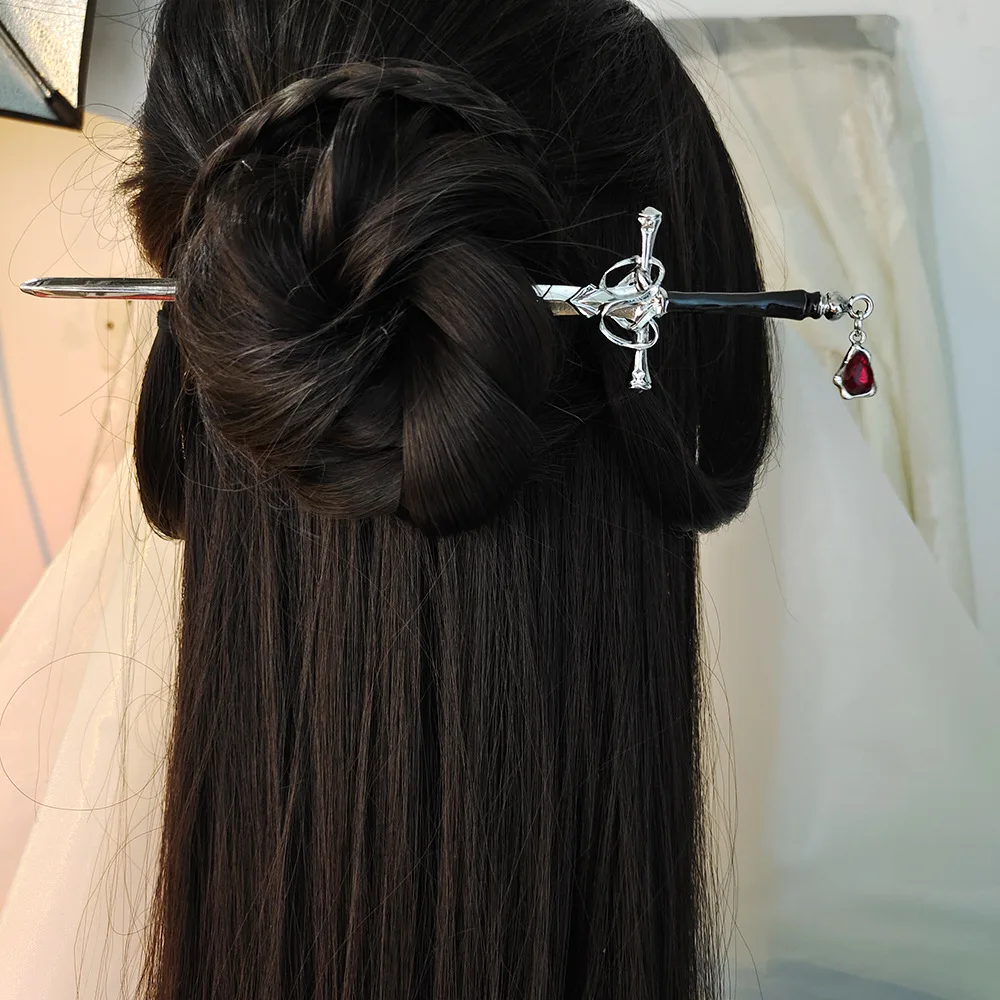 Chinesische Haarstäbchen Aus Metall – Schwert-Design, Ca. 20,5 Cm, Für Dutt & Hochsteckfrisuren