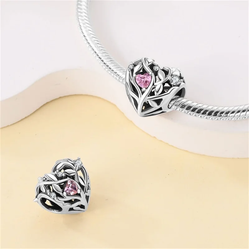 Silver charms beads 925 silver plated vintage lotus angel tree of life fit S925 original bracelet DIY birthday jewelry
