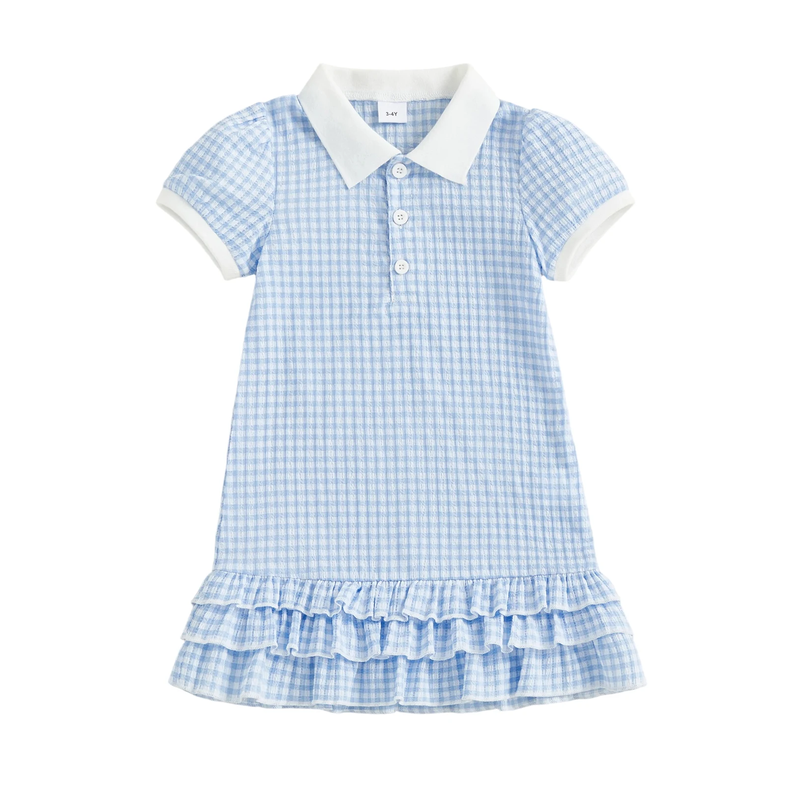 Adorable Baby Girl Plaid Dress with Peter Pan Collar and Ruffled Hemline Perfect for Warm Weather Outings and Parties
