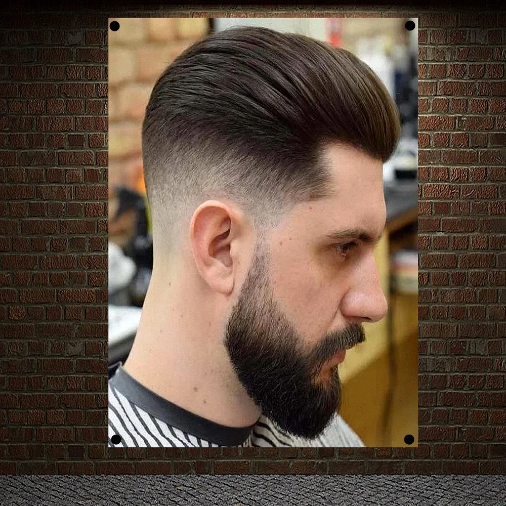 

Men's Beard Classic Hairstyle Poster Wall Sticker High Quality Banner Flag Canvas Painting Wall Hanging Barber Shop Wall Decor B