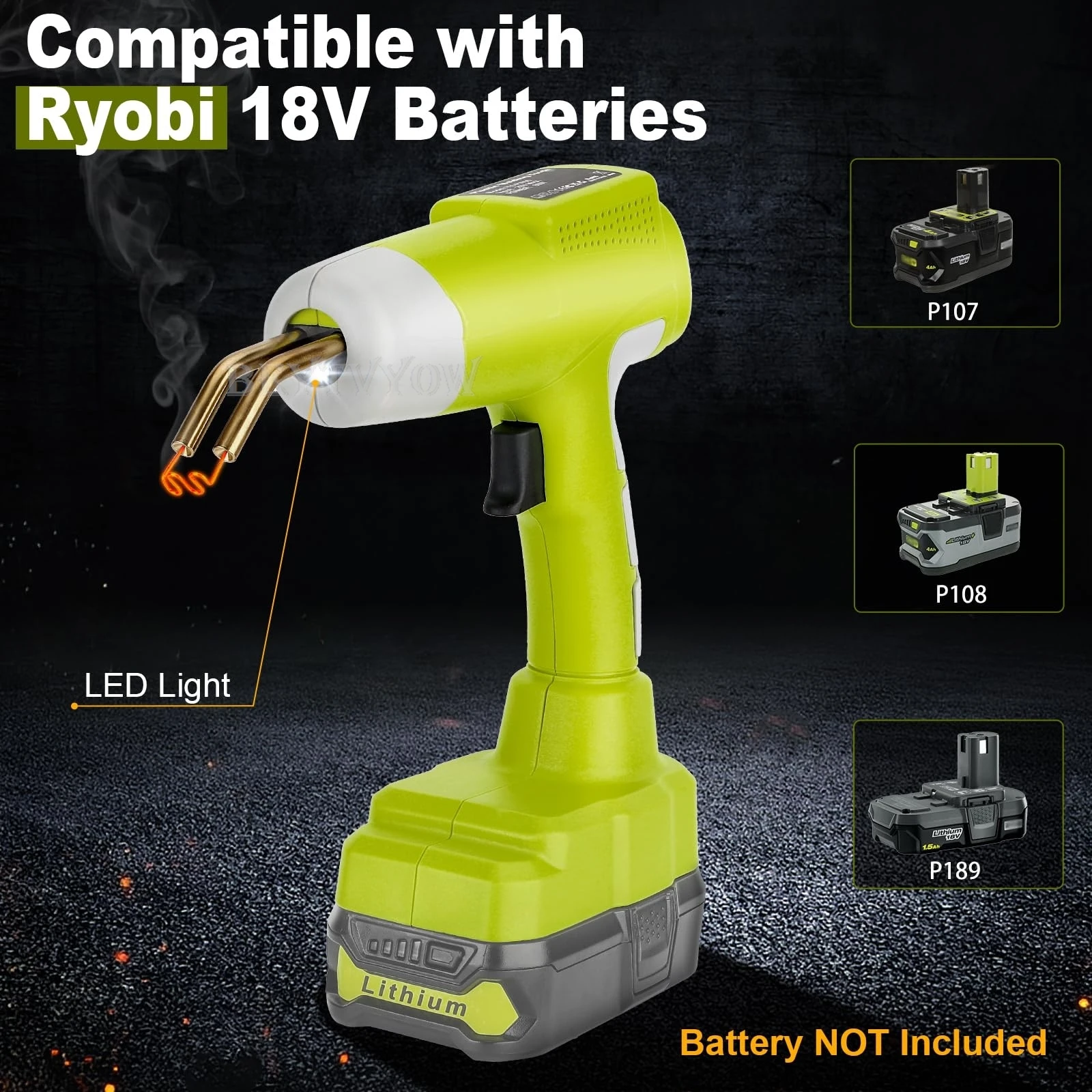 Cordless Plastic Welder Gun Compatible with Ryobi One 18V Battery with 600PCs Ho