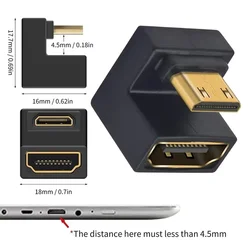 8K UHD 90 - Degree Mini HDMI Male to HDMI Female Adapter (Mini to HD B)