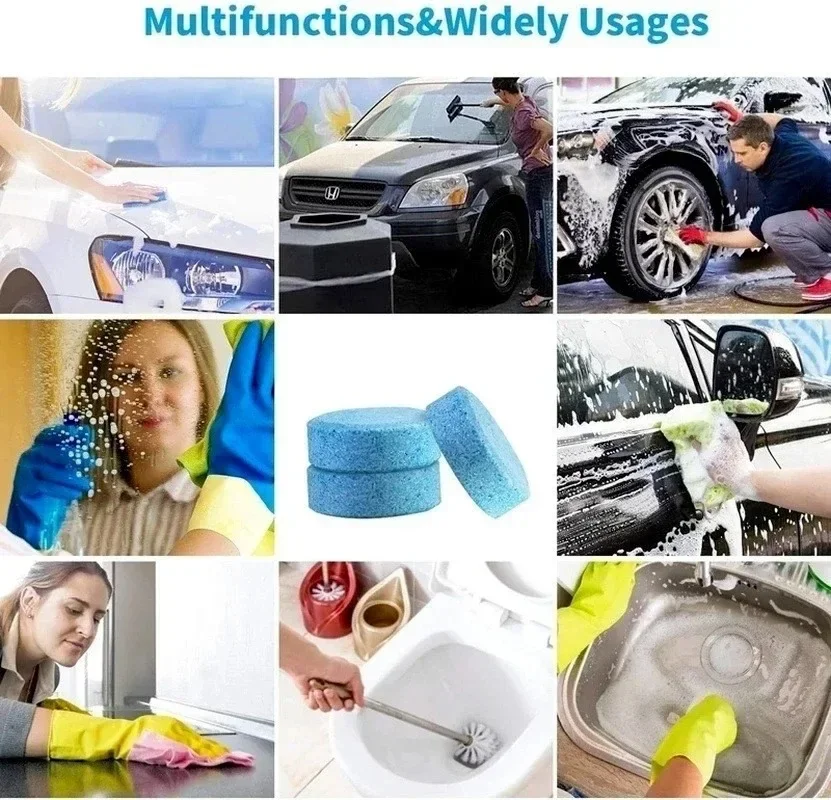 Car Windshield Glass Concentrated Washer Tablets Car Effervescent Washer Fluid Wiper Toilet Cleaning Car Glass Cleaning Tablets 6