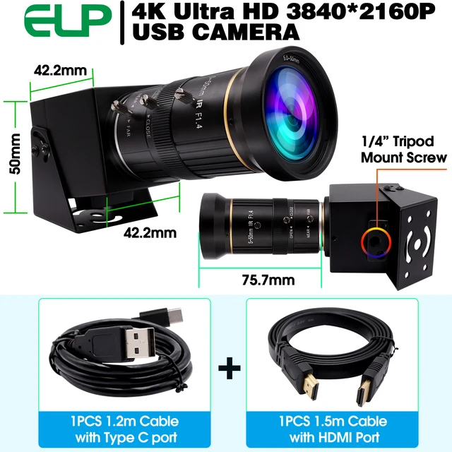 ELP HD 4K USB HDMI Camera 10X Zoom webcam for license plate recognition USB & HDMI output simultaneous for radio,meeting 5