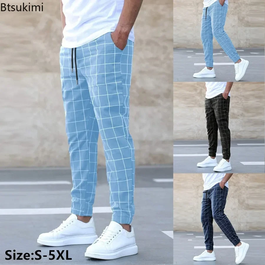 2025 Nuova Primavera Autunno Casual Pantaloni Plaid da uomo con coulisse Pantaloni larghi Tendenza Streetwear Pantaloni sportivi Pantaloni sportivi da uomo d'affari 1