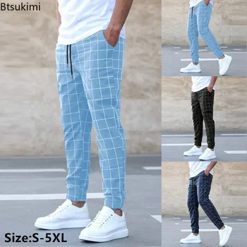 2025 Nuova Primavera Autunno Casual Pantaloni Plaid da uomo con coulisse Pantaloni larghi Tendenza Streetwear Pantaloni sportivi Pantaloni sportivi da uomo d'affari 1