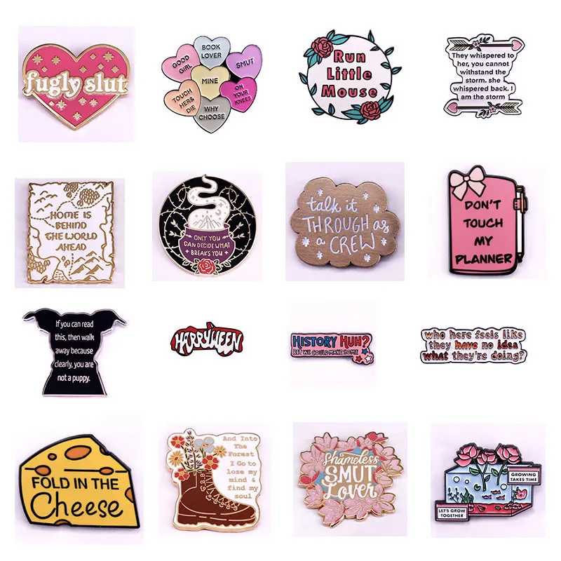 Изысканная металлическая эмалированная булавка с изображением растений и смеси, брошь с английскими цитатами, искусство, значок на лацкан для мужчин и женщин, модные украшения, подарки