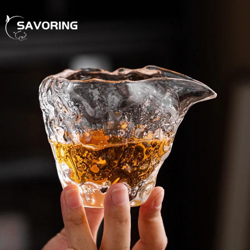 150ml Handmade Glacier Hammer Pattern Glasstea Pitcher Crystal Cha Hai Japanese Justice Cup Tea Ceremony Accessories