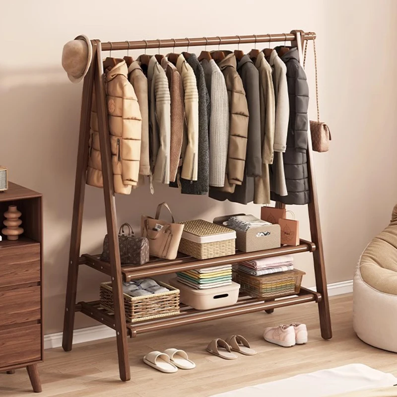 

Wood Bedroom Clothes Rack Aesthetic Scarf Entryway Balcony Clothes Hanger Garment Minimalist Moveis Para Casa Hall Furnitures