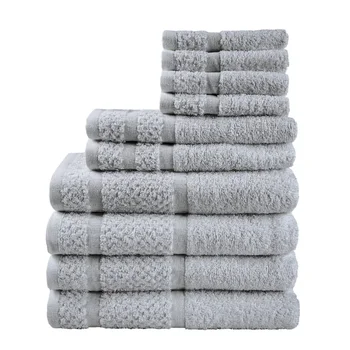 10 Piece Towel Set with Upgraded Softness & Durability, Grey 1