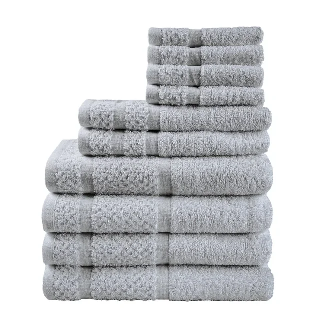 10 Piece Towel Set with Upgraded Softness & Durability, Grey 1