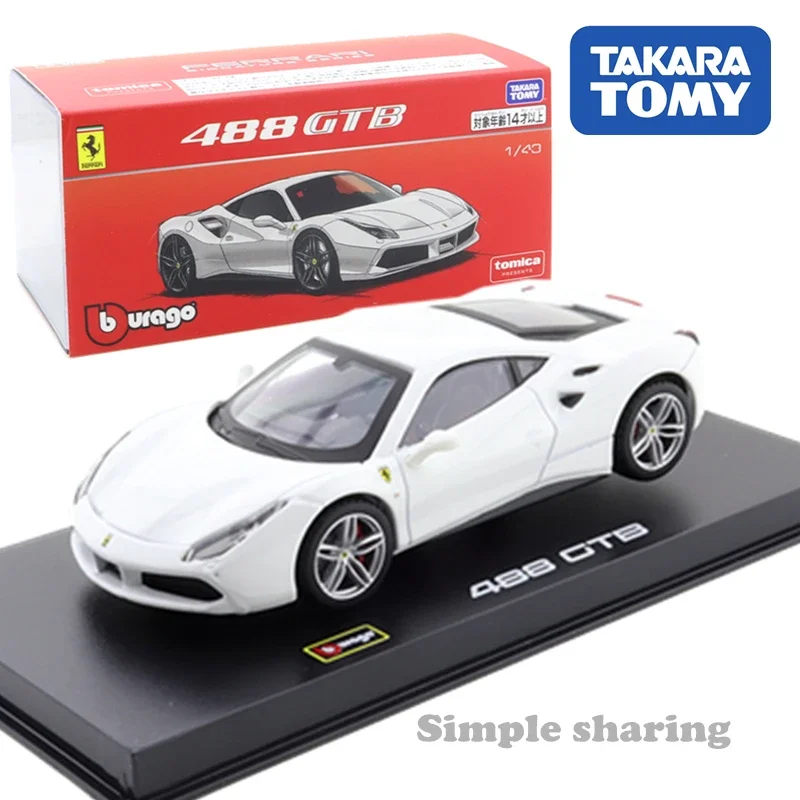 

Takara Tomy Tomica Presents Burago Signature Series 1:43 488 GTB Car Kids Toys Motor Vehicle Diecast Metal Model Collectibles