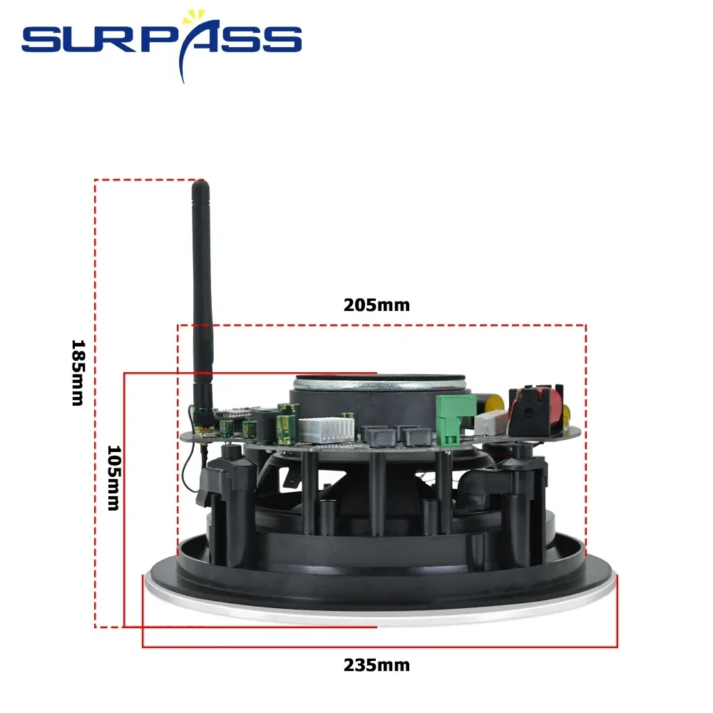 Home 2pcs 30W WiFi Ceiling Speaker Bluetooth Theater Speakers Built-in Class D Digital Amplifier for Indoor Ceiling Audio System Bluetooth Speaker Wall Ceiling Speaker