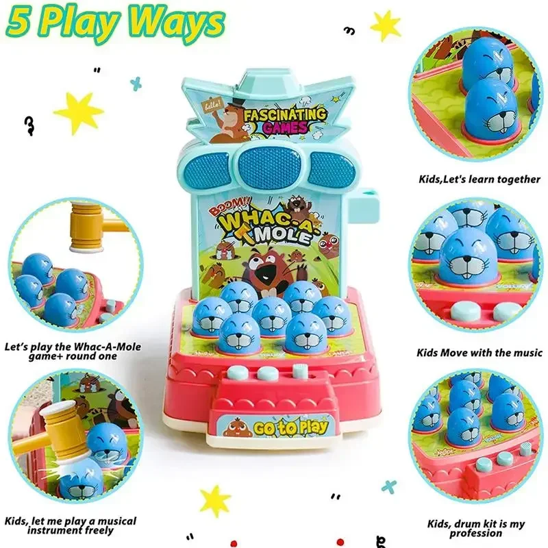 Kids Music Toys Baby Enlightenment Game Console Electric Whack a Mole Toy with Interactive Knock Knock Music for Early Education