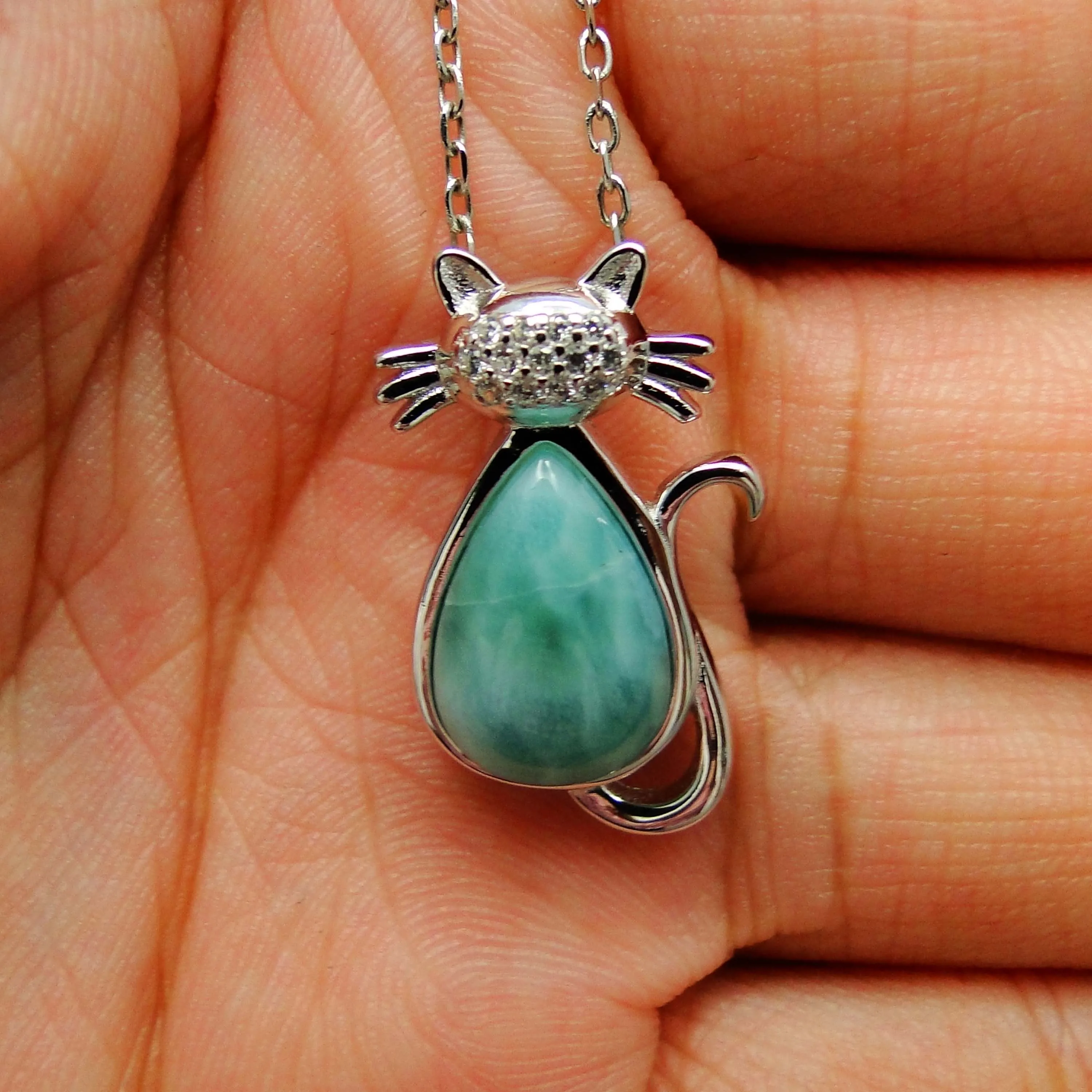 9x13mm Pearl Natural Larimar Pendant 925 Sterling Silver Women Teardrop Pendant Necklace Charm Fine Jewelry For Gift