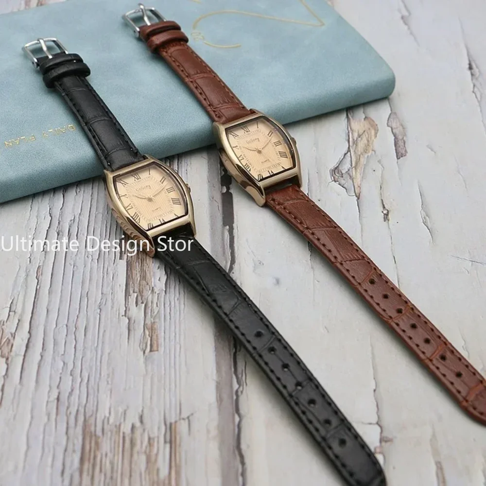 Watch for Women Small Ladies Wristwatches Brown Retro Vintage Leather Bracelet Watch Black Quartz Wristwatches Reloj Mujer 5