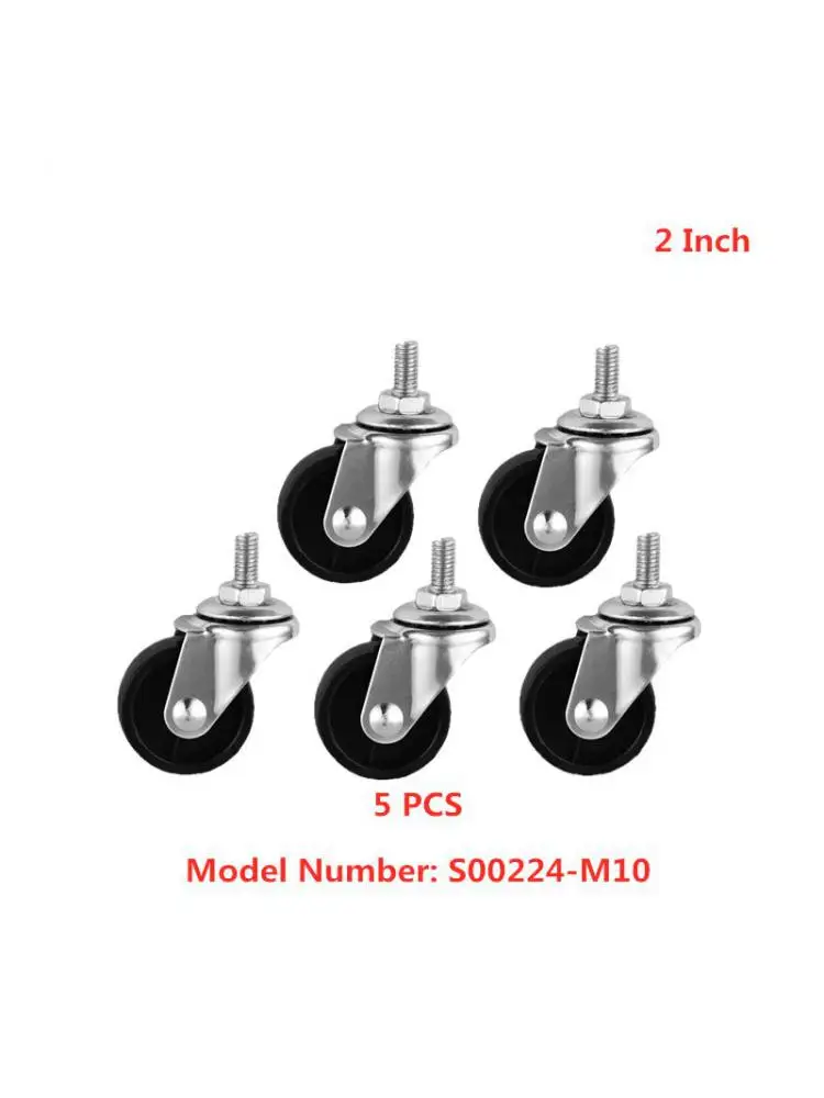 (5 Packs) Casters 2 Inch Light Black Pp Movable Screw Caster M10 Electrical Furniture Universal Wheel