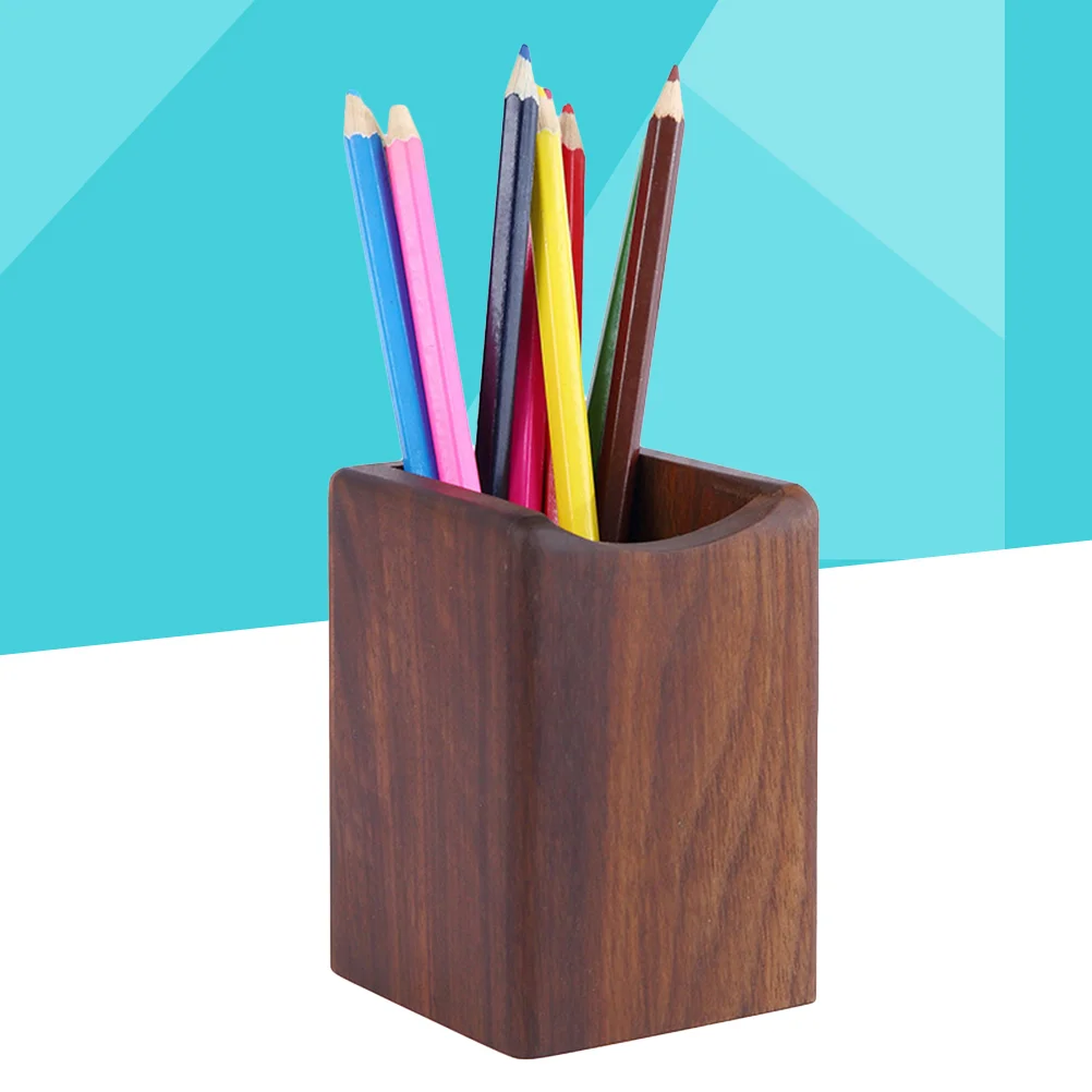 Office Box Universal Pen Holder Desktop Square Pen Holder Large Capacity Pen Holder Stationery Organizer Wooden Pen Holder