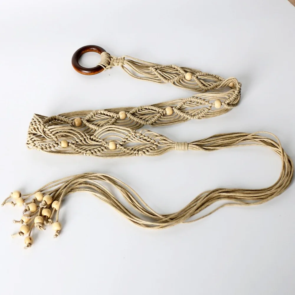 Braided Cotton Belt for Women Bohemia Style Adjustable