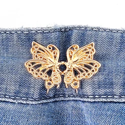 Reusable Metal Buttons Butterfly Wing Fastener Pants Pin Retractable Button Sewing-on Buckles for Jeans Perfect Fit Reduce Waist