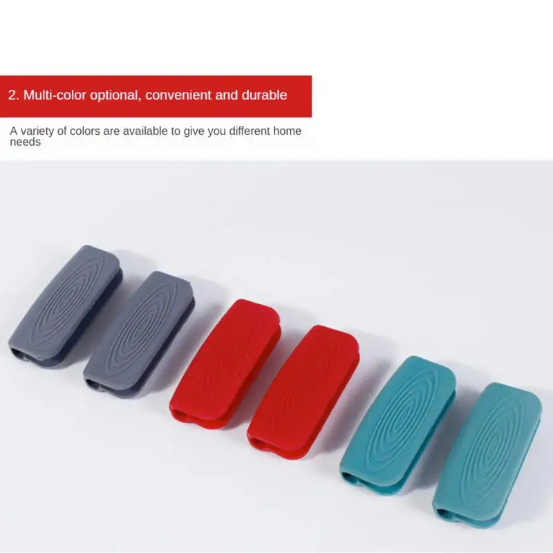 2Pcs Silicone Pan Handle Cover Heat Insulation Covers Pot Ear Clip Non-slip Steamer Casserole Pan Handle Holder Kitchen Gadgets silicone pan handle cover