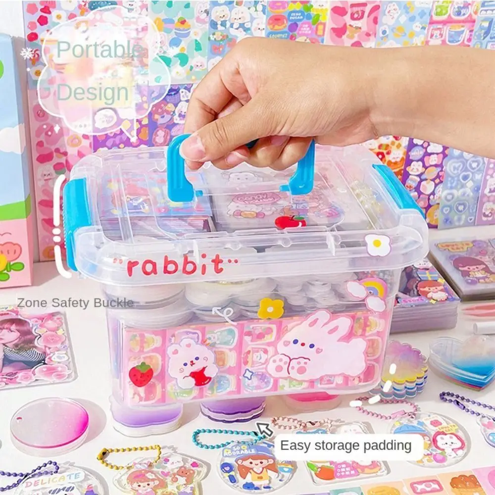 Handwork DIY Keychain Making Kit Handmade Cartoon Guka Sticker Set Creative Acrylic DIY Handbook Material Sticker Kids Toys