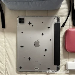 Black Glitter Sparkle Design Tablet Case with Pencil Slot and Y+3 Fold Cover - IPadPro M4 M5 13ir (A)