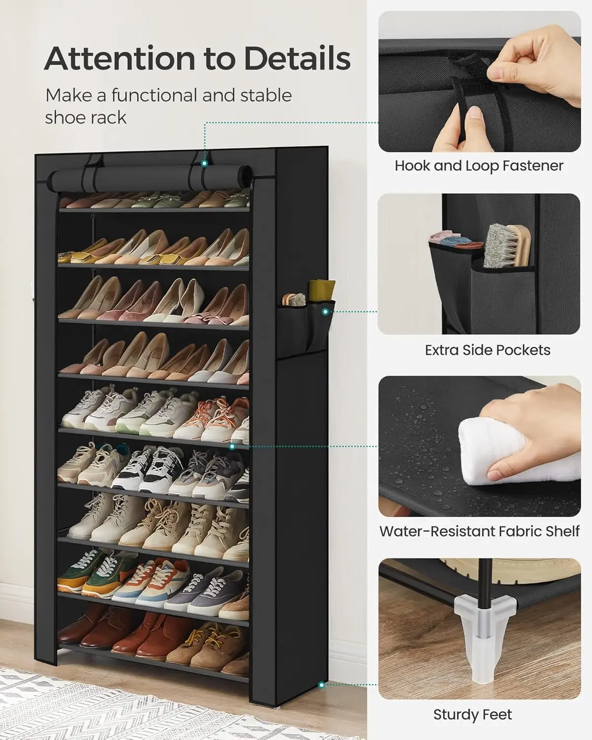Shoe Rack,  Shoe Organizer  Nonwoven Fabric Cover, Shoe Storage Shelf for of Shoes 5