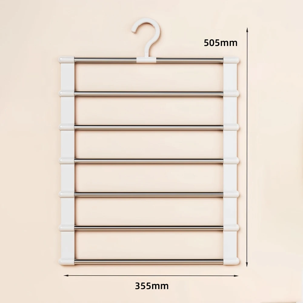 Clothes Rack 7 Layers Multi-functional Clothes Hangers Space-Saving Foldable Pant Storage Rack for Jeans, Leggings & Trousers
