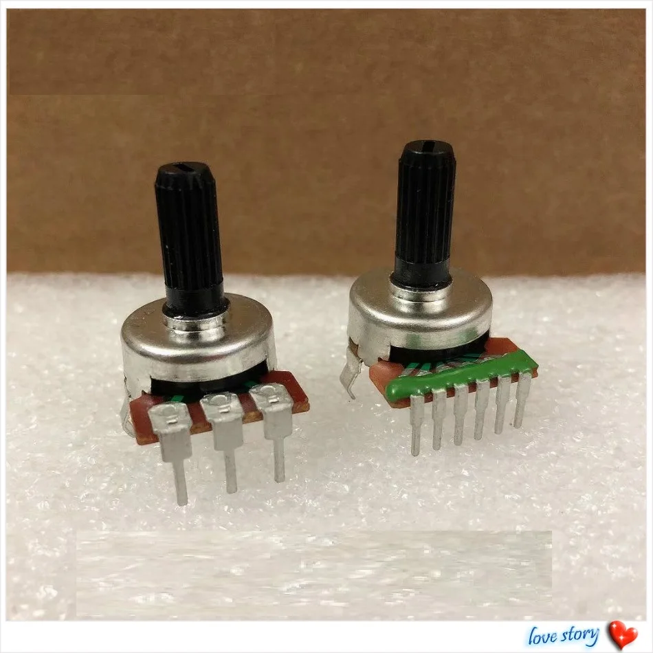 

2pcs for Edifier R331T speaker potentiometer single row 6 3 feet A10K B10K B100K A50K flower handle 15MM