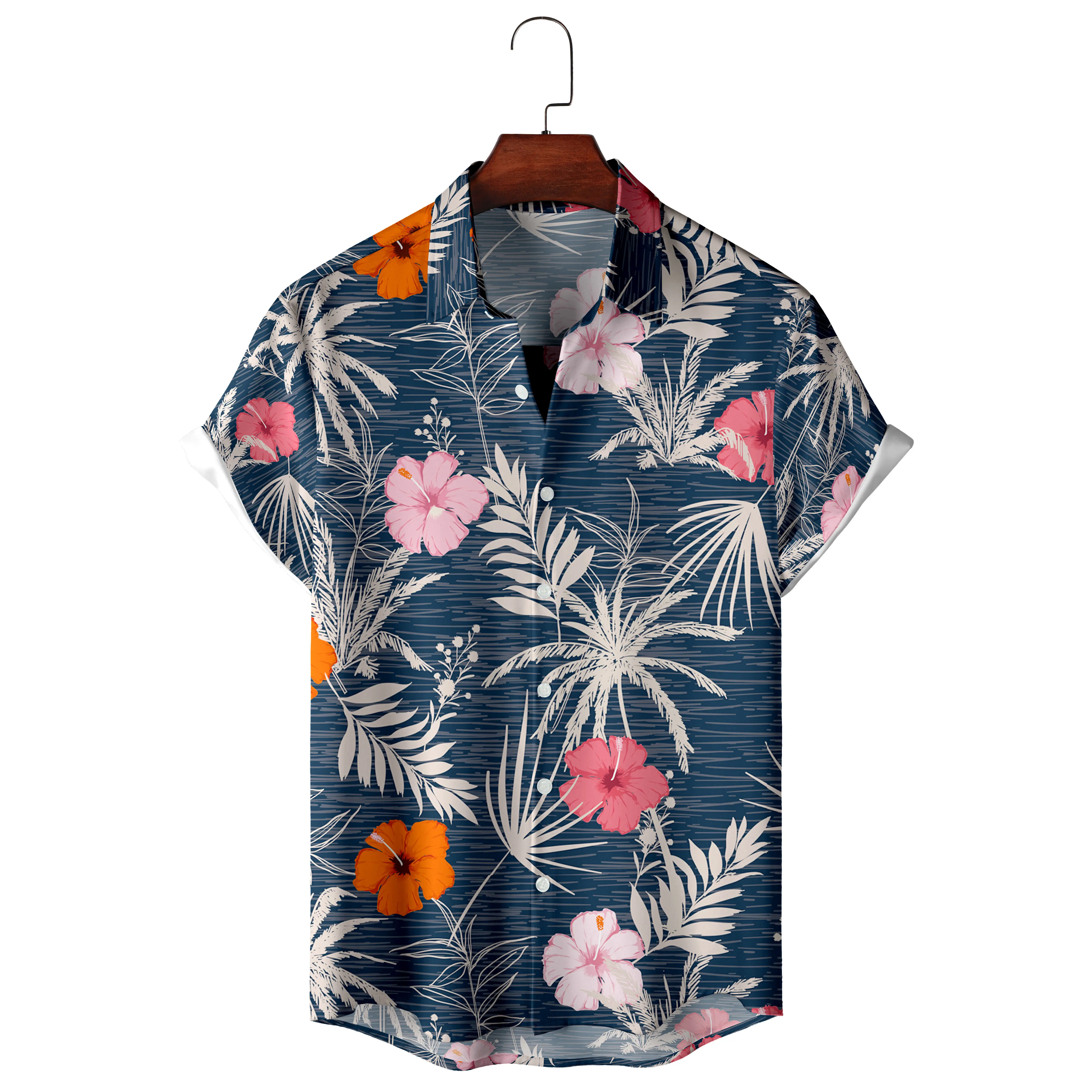 

2023 Hawaiian men's shirt Tropical fruit pattern summer short sleeve oversized pineapple top vaction casual men's wear