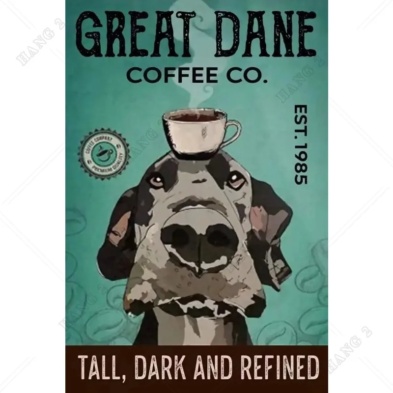 

Забавный металлический жестяной знак, немецкий дог Coffee Co., украшение детской стены для ресторана, кухни, гостиной, дома