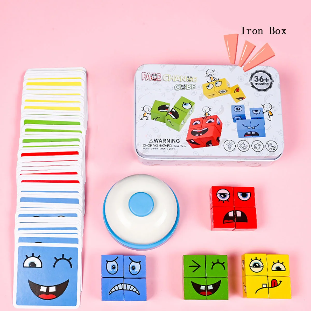 Face-changing Rubik Cube Building Blocks Model Children Toys Intelligent  Parent-child Board Games Wooden for Girl Baby Wholesale