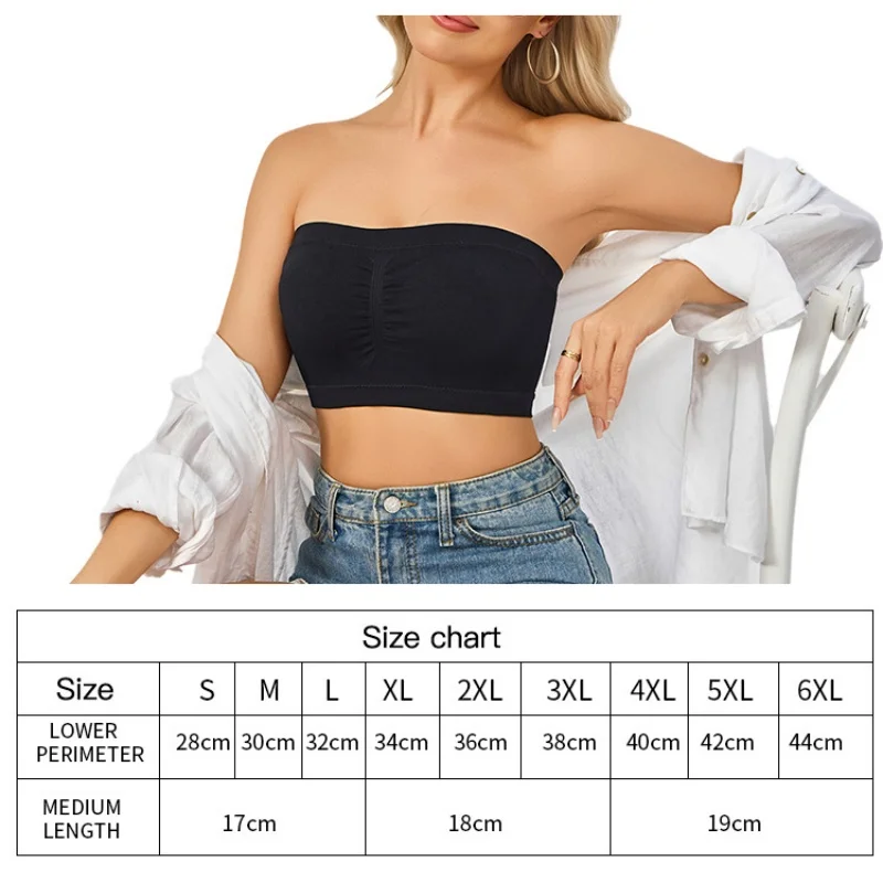 DOIAESKVE Plus Size Women's Tube Top Strapless Bra Wireless Women's Bra Big Size 5XL 6XL 6