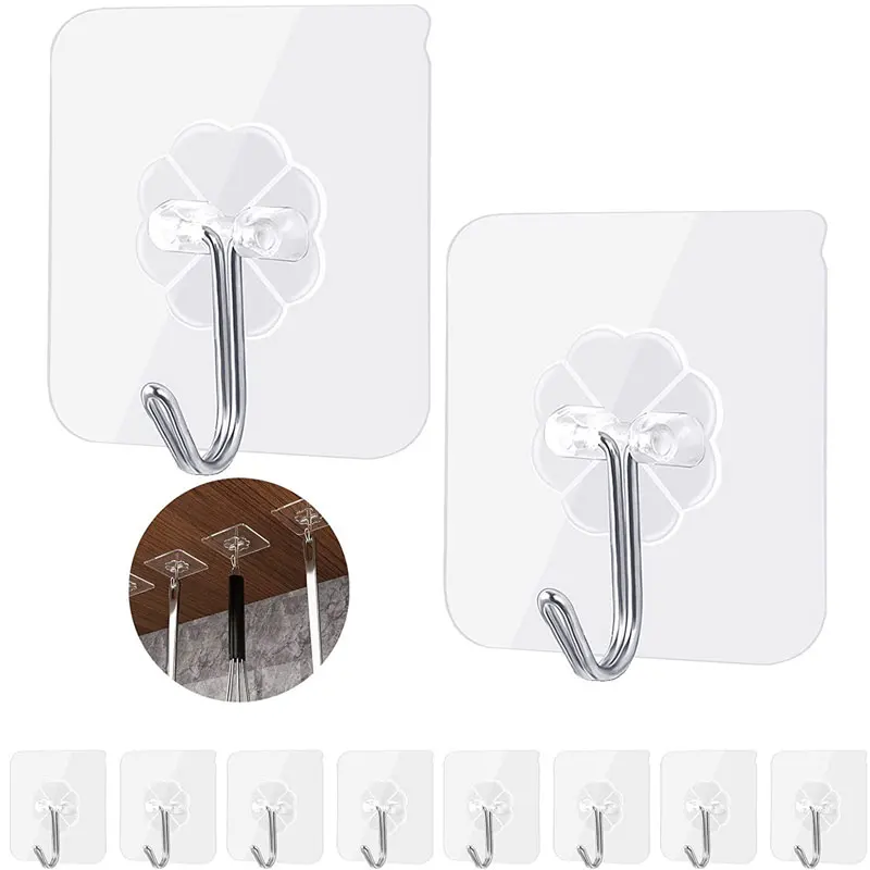 Powerful Adhesive Hook Long 6 Hooks Seamless Adhesive Wall Hook Bathroom  Punch-free Hook Shower Hooks Kitchen Storage Hook - Bathroom Hooks -  AliExpress