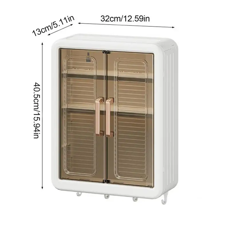 Household Punch Free Jar Storage Cabinet Kitchen Wall Mounted Rack With Double Door Bathroom Wall Adhesive Storage Cabinet