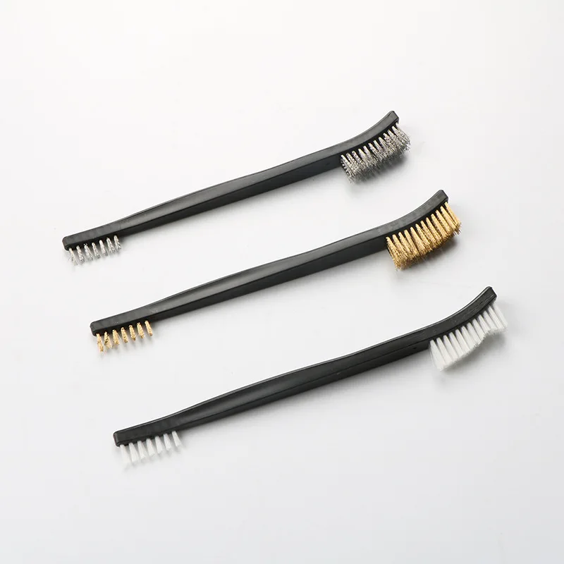 Set 3 Spazzole Metalliche Mini - Setole In Ottone E Nylon, Per Pulizia Saldatura, Ruggine E Sporco