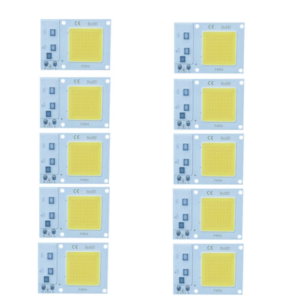 LED COB 칩 220V Led 칩 20W 30W 50W 스마트 IC 드라이버 다이오드 칩 비즈 필요 없음, 투광 조명 스포트라이트용 DIY 조명, 10 개