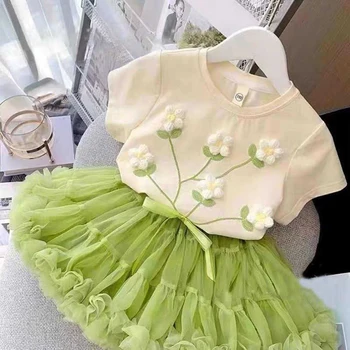 Girls' Floral Top & Tutu Skirt Set 1
