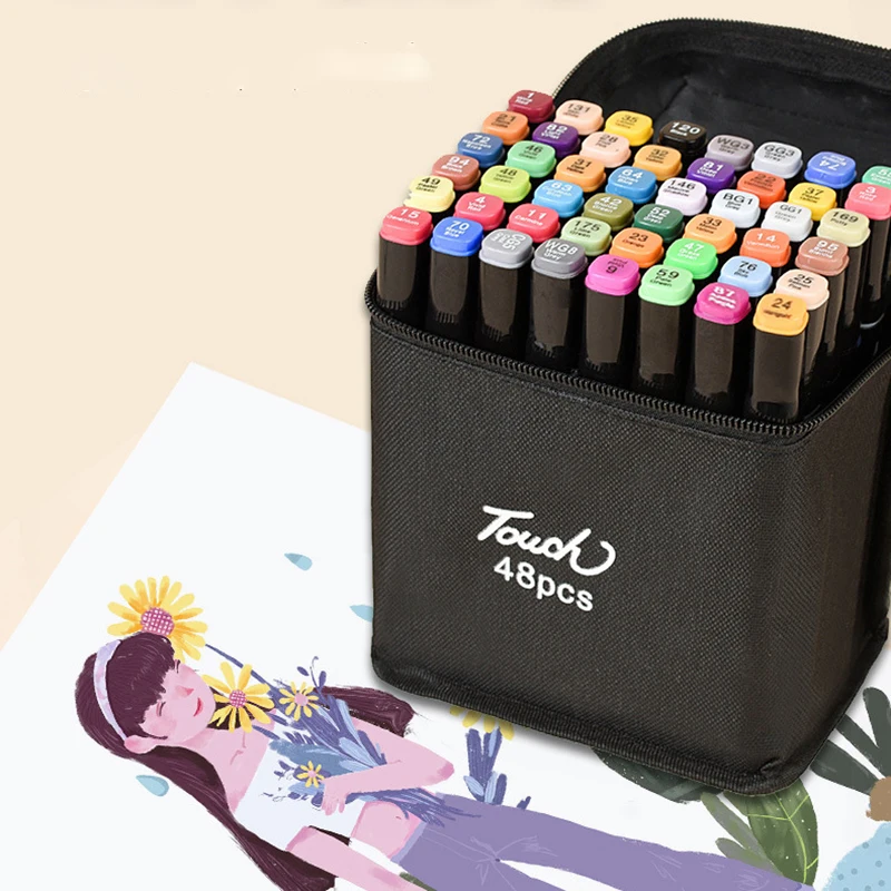 Rotuladores de doble punta con Alcohol para niños y adultos, marcadores de  arte permanente para colorear, ilustraciones y bocetos, marcadores de  Manga, 12-168 colores - AliExpress